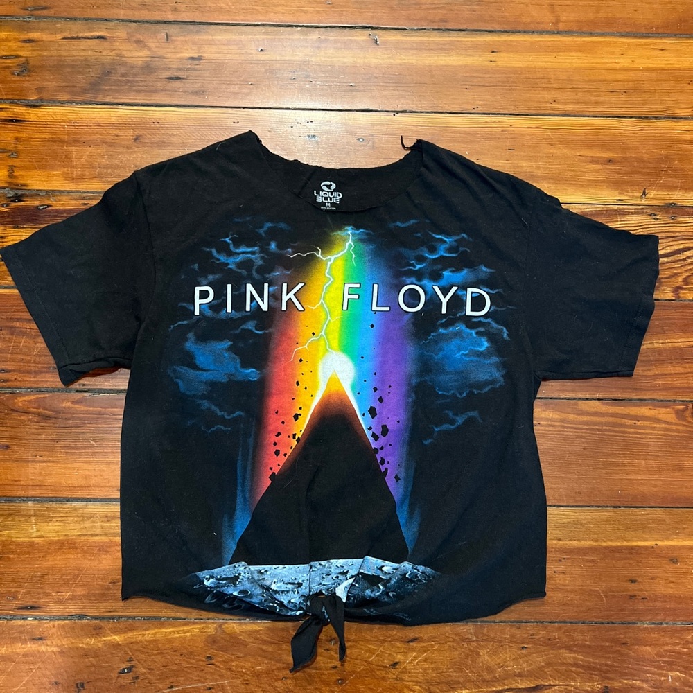 Pink Floyd Black T-shirt with Front Tie | M